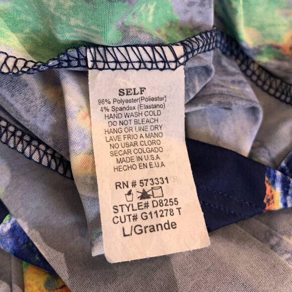 Gilli Large Tropical Floral Swoop Neck 3/4 Sleeve Midi Stretchy Body Con Dress - Picture 5 of 5